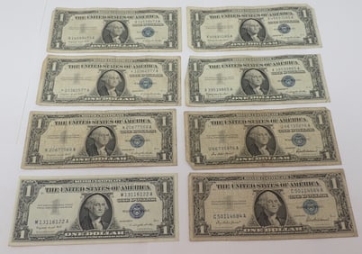 (8) 1957 $1 Silver Certificates