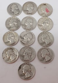 (13)1950's Washington Silver Quarters