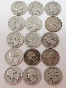 (12) 1940's Washington Silver Quarters