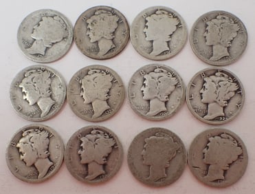 (11) 1916-1926 Mercury Silver Dimes