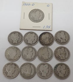 (13) Barber Silver Quarters 1894-1916