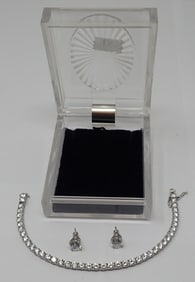 Gold and CZ Tenis Bracelet and Earrings