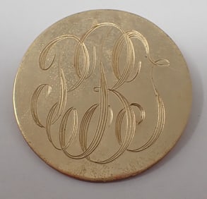 Gold Monogrammed Brooch