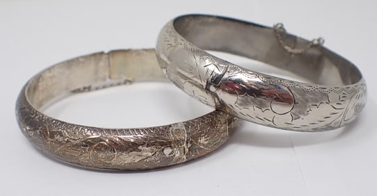 2 Sterling Bangle Bracelets