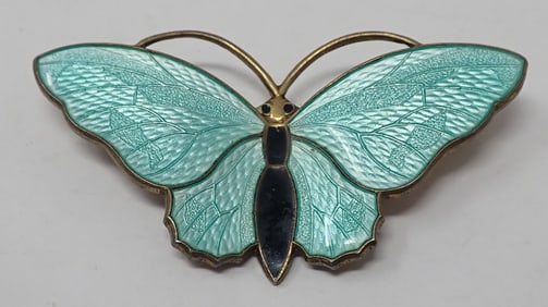 Norway Sterling Enameled Butterfly Pin