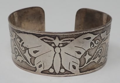 Cuff Bracelet with Moth Motif