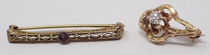 2 Gold Lingerie Pins