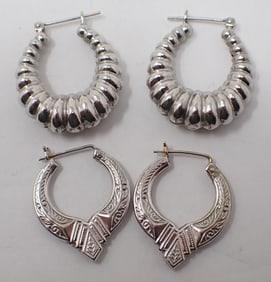 2 Pair of Gold Hoop Earrings