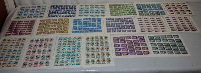 25 Sheets of Airplane & Train Stamps