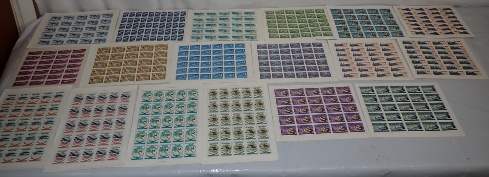 25 Sheets of Airplane & Train Stamps: Shipping available