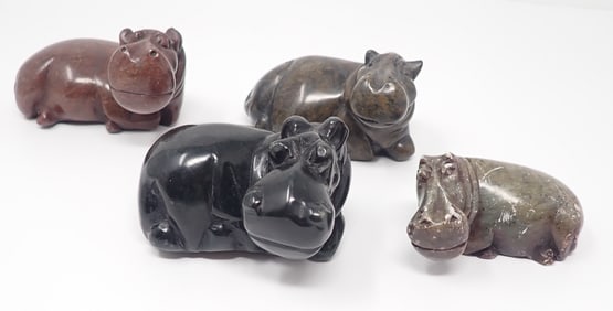 4 Stone Hippopotamuses