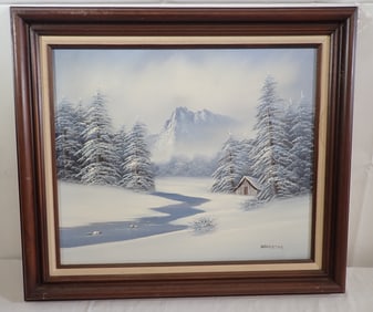 Barrister Oil on Canvas Winter Scene Painting