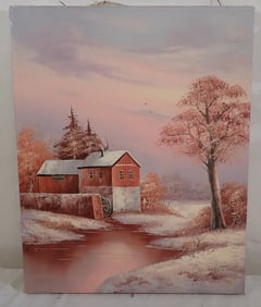 Signed Oil on Canvas Mill Painting