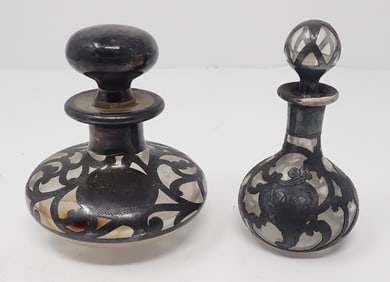 Vanity Bottles w/ Silver Overlay