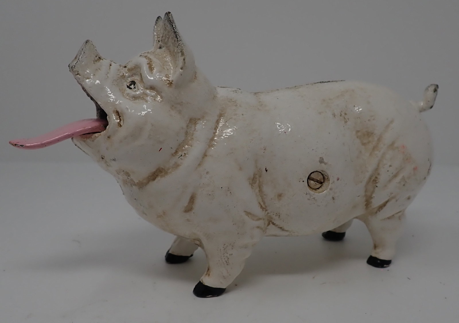 Cast Iron Pig Mechanical Bank: Repro bank is approx 8 1/2" long and 5" tall. Shipping available