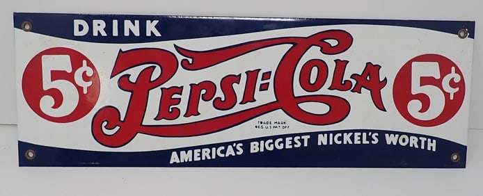 5 Cent Pepsi Cola Porcelain Sign