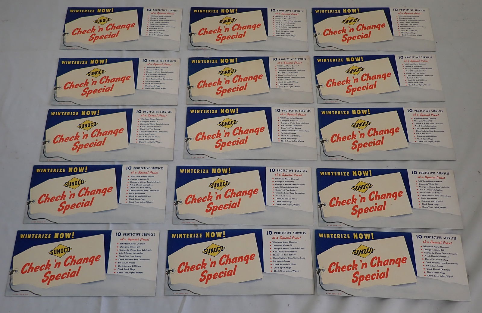 (15) 1947 Sunoco Blotter Cards: Apprx 4" x 9". Shipping available