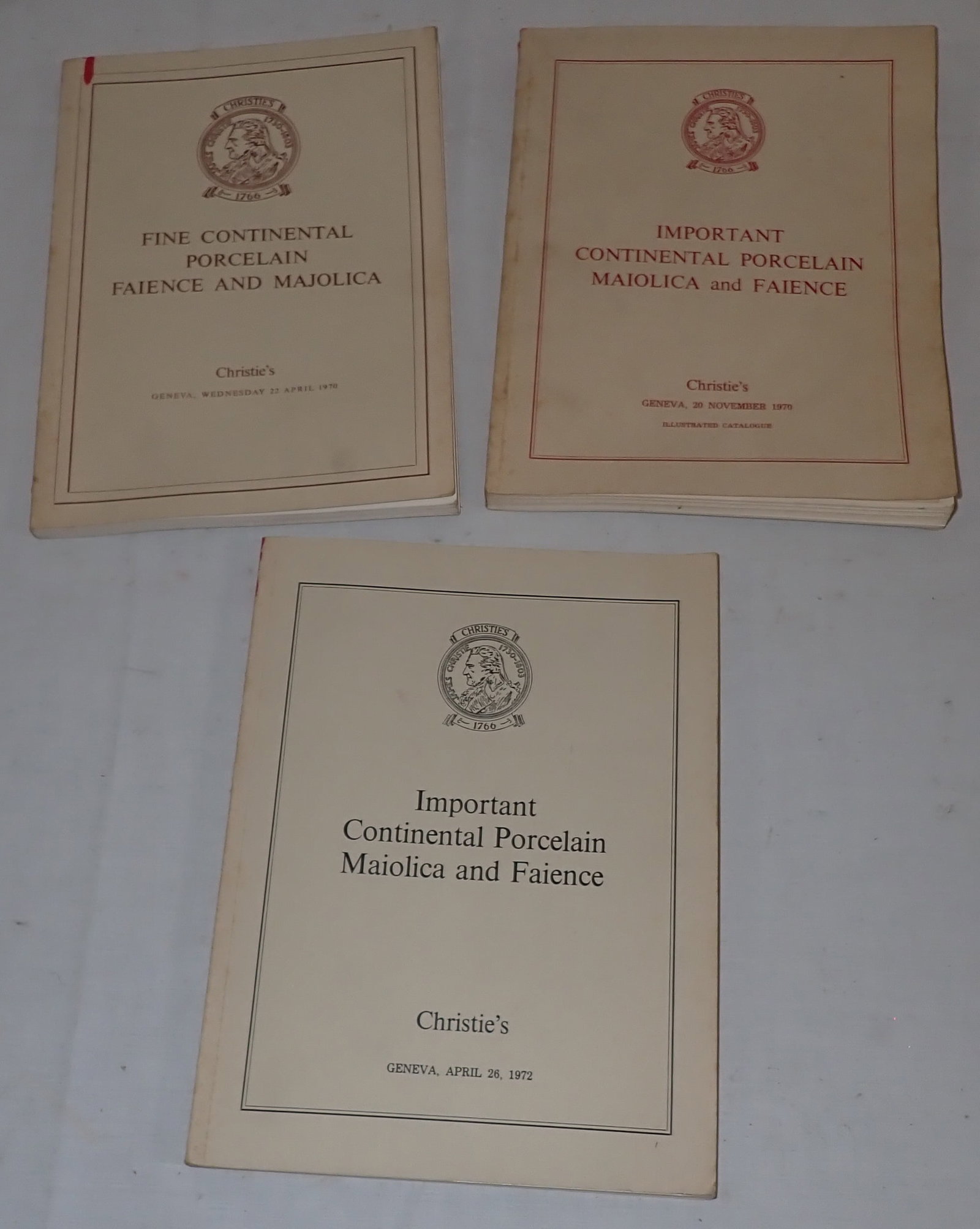 Christie's Continental Porcelain Majolica Auction Catalogs: 1970's Catalogs from Theodore Beckhardt collection. Shipping available
