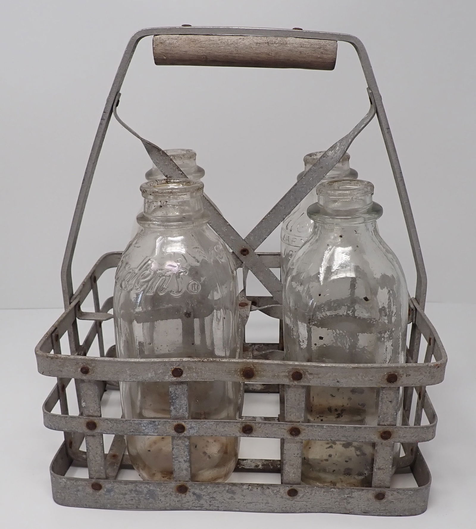 Milk Bottle Carrier w/ Borden's & Ideal Bottles (1 of 2)