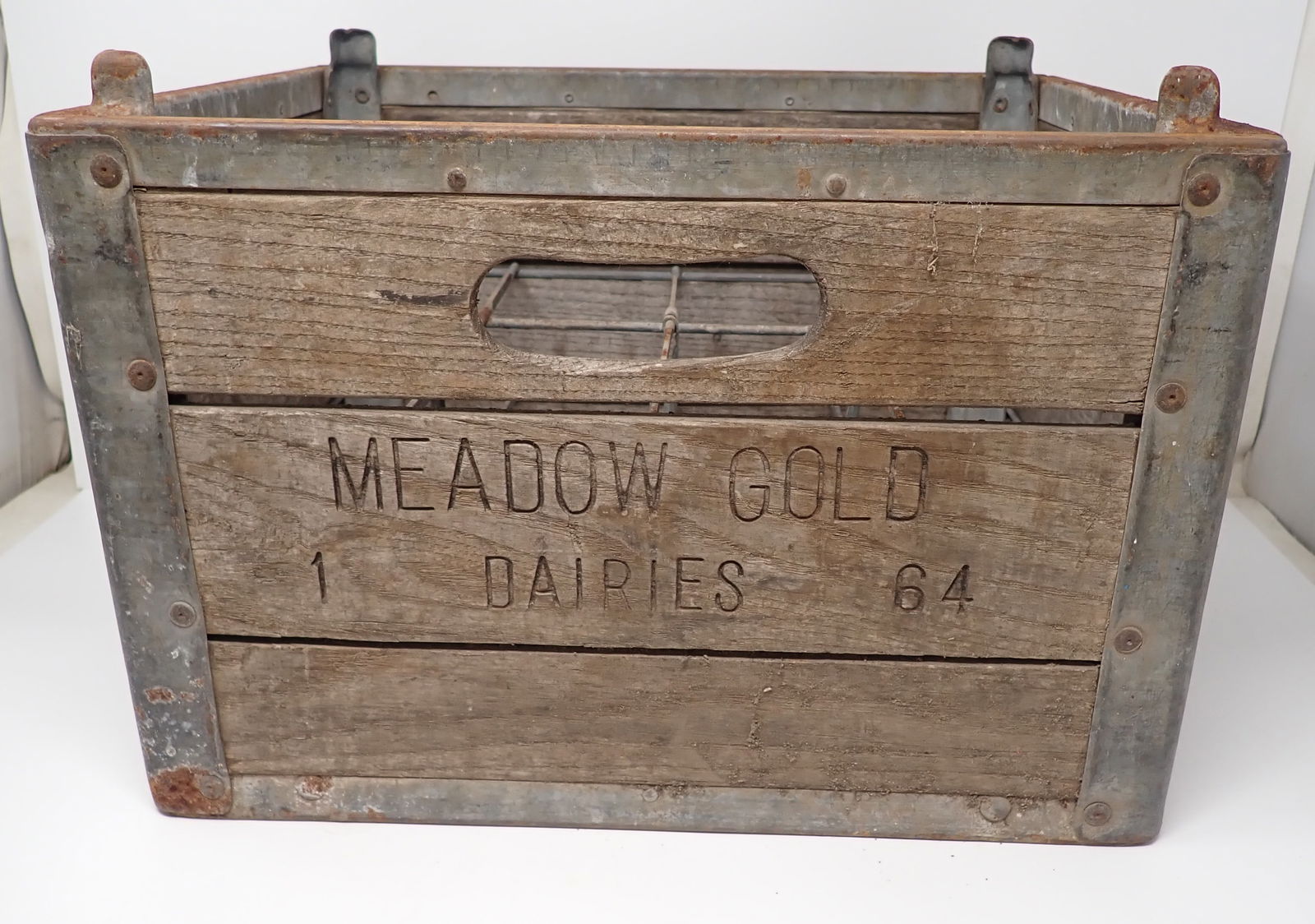 1964 Meadow Gold Dairies Milk Crate: Apprx 12" x 15" x 10 1/4" tall. Shipping available