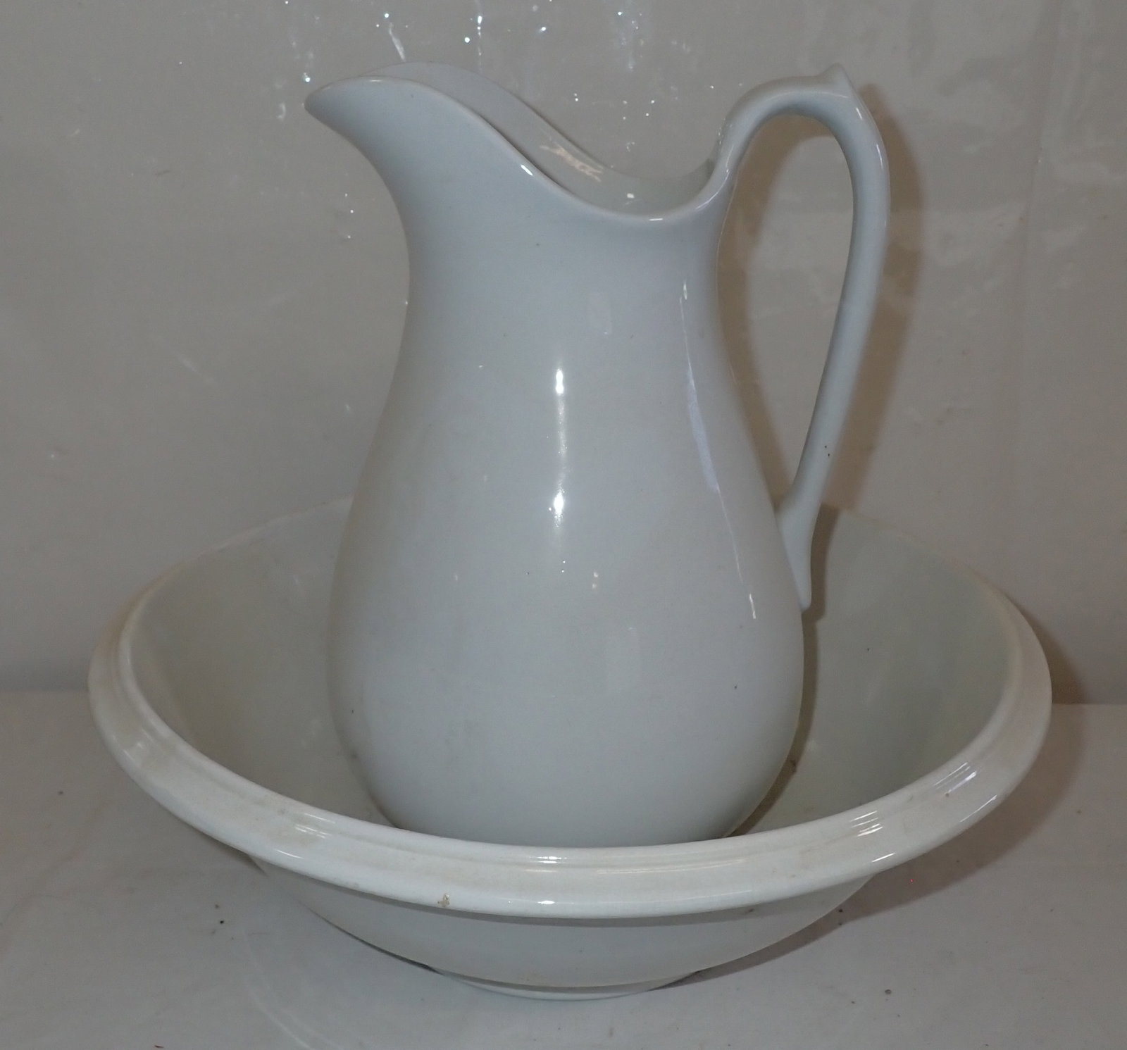 Ironstone Bowl & Pitcher: Pitcher is apprx 11 3/4" tall. Shipping available ($25 handling charge, plus postage)