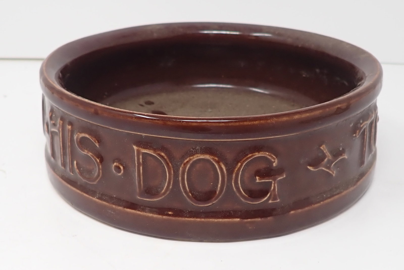 McCoy Pottery Dog Bowl: Apprx 7 1/8" in diameter and 2 1/4" tall. Shipping available