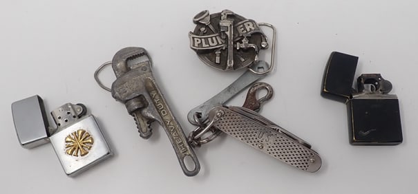 Plumber Belt Buckles Zippo Lighters US Knife