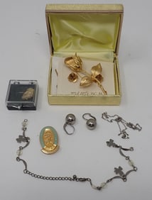 Flower Brooch , Earrings , & Misc