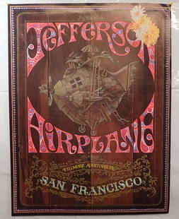 1967 Dave Schiller Jefferson Airplane Poster: Original Fillmore Auditorium Poster - Approx 29 1/4" x 38 1/2". Shipping available