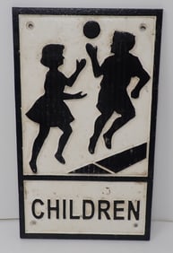 Cast Iron Children Playing Sign