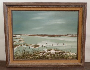 H.E. Kron Cape Cod Marsh Oil on Canvas Painting