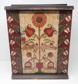 Amy Eslinger Folk Art Paint Decorated Cabinet