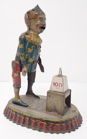 Fischer Tin Wind Up Weight Lifting Clown
