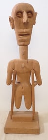 Wood Carved Figure on Crutches