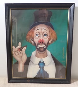 1972 Red Skelton Clown w/ Cigar Signed Print