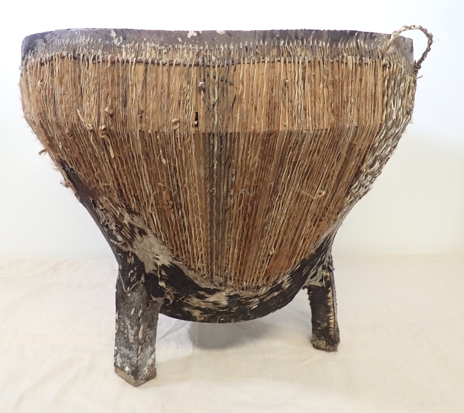 Cow Hide & Rawhide African Drum: Apprx 25" in diameter and 22 1/4" tall. No in house shipping !
