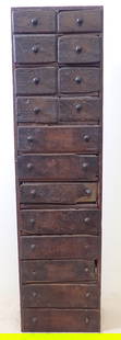 16 Drawer Spice Cabinet: Apprx 5 1/4" x 9" x 34 1/8" tall. Shipping available thru UPS Store 5528. Email store5528@theupsstore.com to get a quote BEFORE bidding !