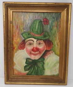 Clown Oil on Board Painting