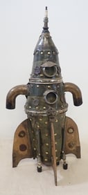 Chris Spollen Steampunk Rocket Ship Sculpture