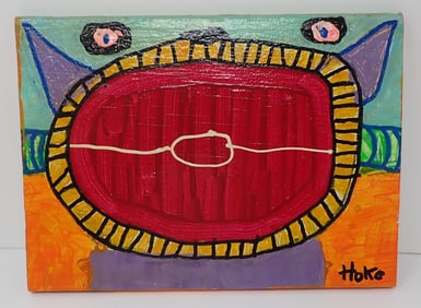 2015 Robert Bob Hoke Acrylic on Board Chershire Cat