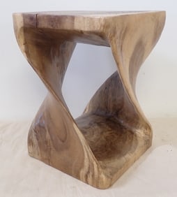 Modern Carved Natural Wood Twisted Stool