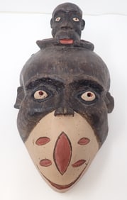 African Carved Monkey Tribal Mask