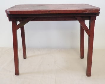 Primitive Table in Red Paint