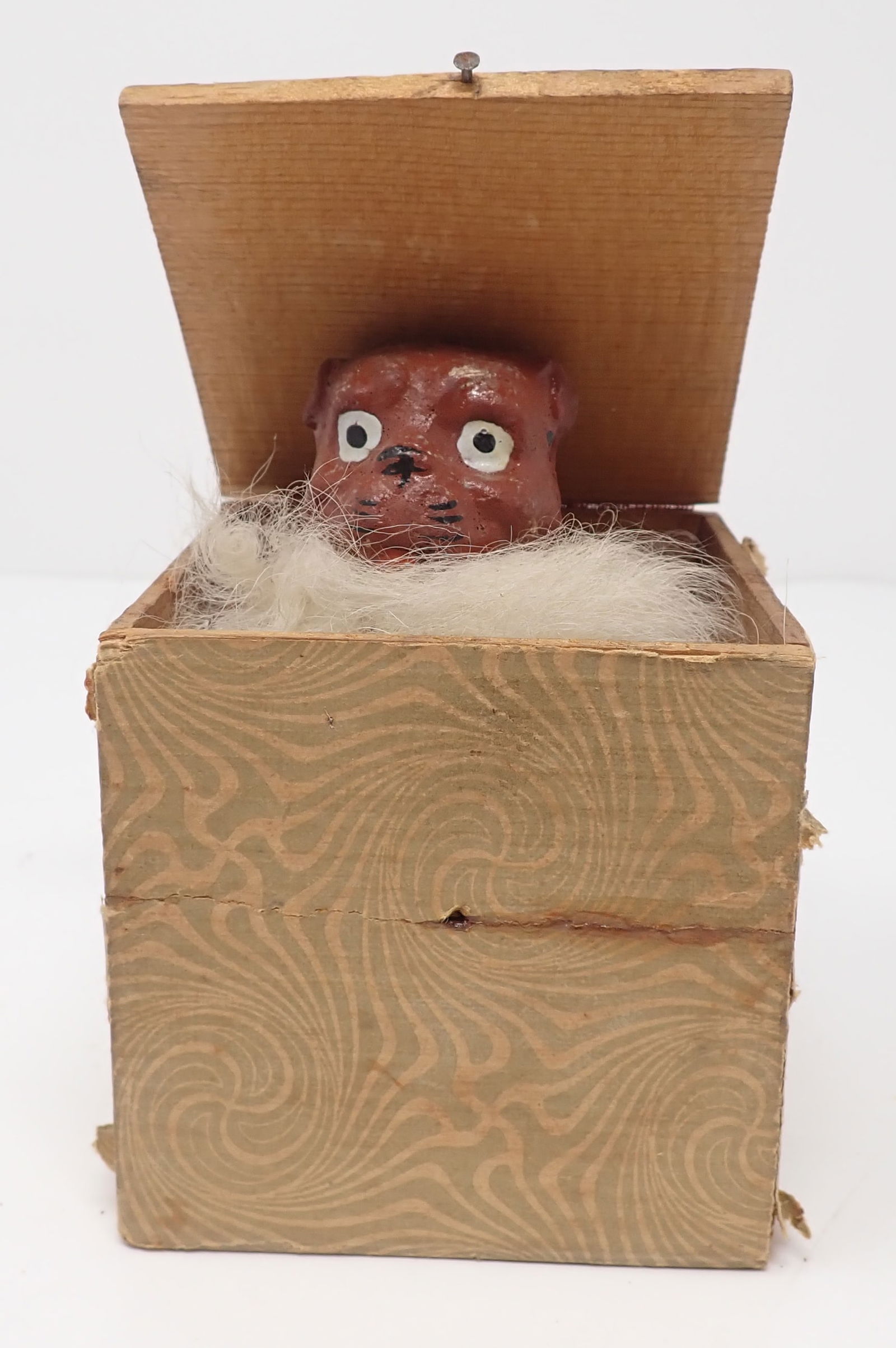 Dog " Jack " in Box: Dog in box is approx 3" x 3"x 5 1/4" tall ( as pictured). Shipping available