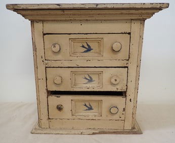 Miniature 3 Drawer Paint Decorated Chest