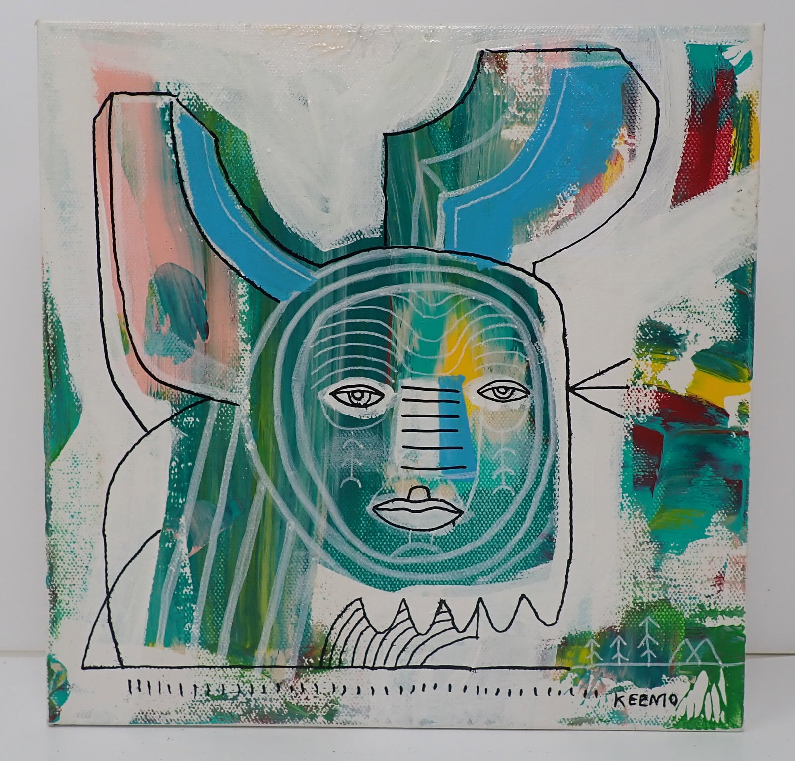 Keemo Abstract Oil on Canvas Painting w/ Cards: #100 " Our Most Realisitic Portraits Are Abstract ", 2023. Approx 10" x 10". Also comes with cards from Keemo to Dion. Shipping available