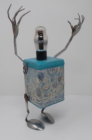 Signed Outsider Art Radio Tube Flatware Sculpture