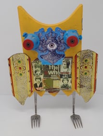 Billy Fred Hellams Collage Outsider Art Owl