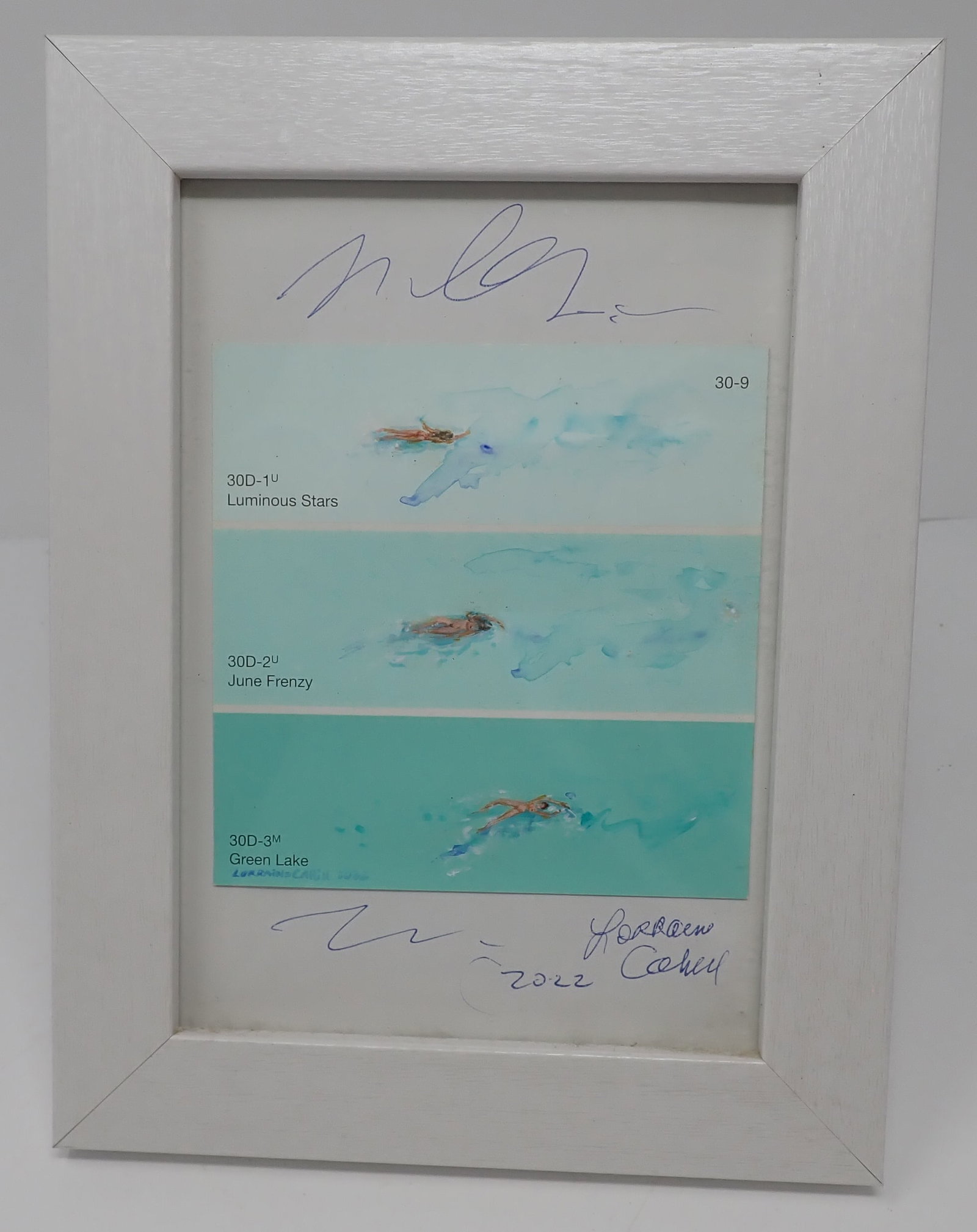 2022 Lorraine Cahill Nude Swimmer Watercolor: Apprx 6 1/2" x 8 5/8". Shipping available