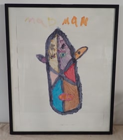 Mad Man Outsider Art Watercolor